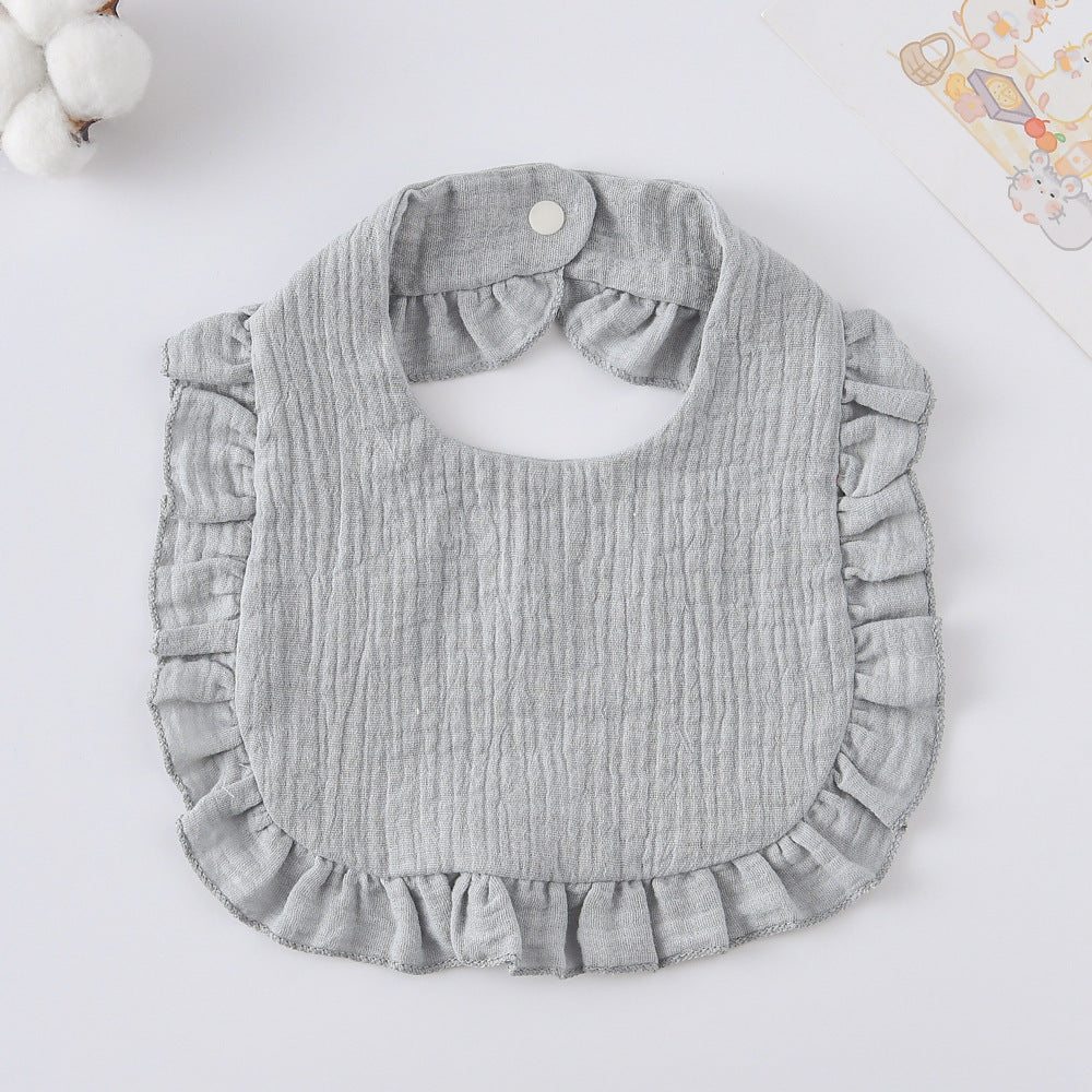 Baby Bib Ruffled Cotton Printed Gauze Lace Bib