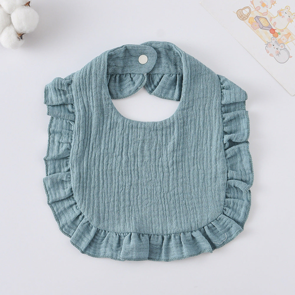 Baby Bib Ruffled Cotton Printed Gauze Lace Bib
