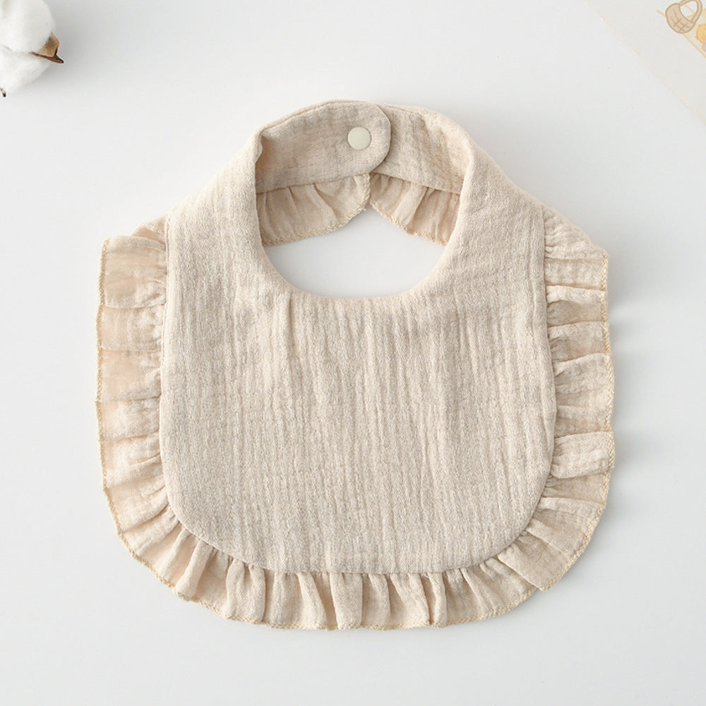 Baby Bib Ruffled Cotton Printed Gauze Lace Bib