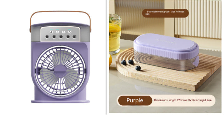 USB Air Cooler Fan with 5 Spray Modes, 7-Color LED, and 600ML Tank