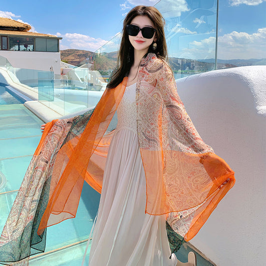 Desert Versatility For Traveling Sun Protection Toe Cap Silk Scarf