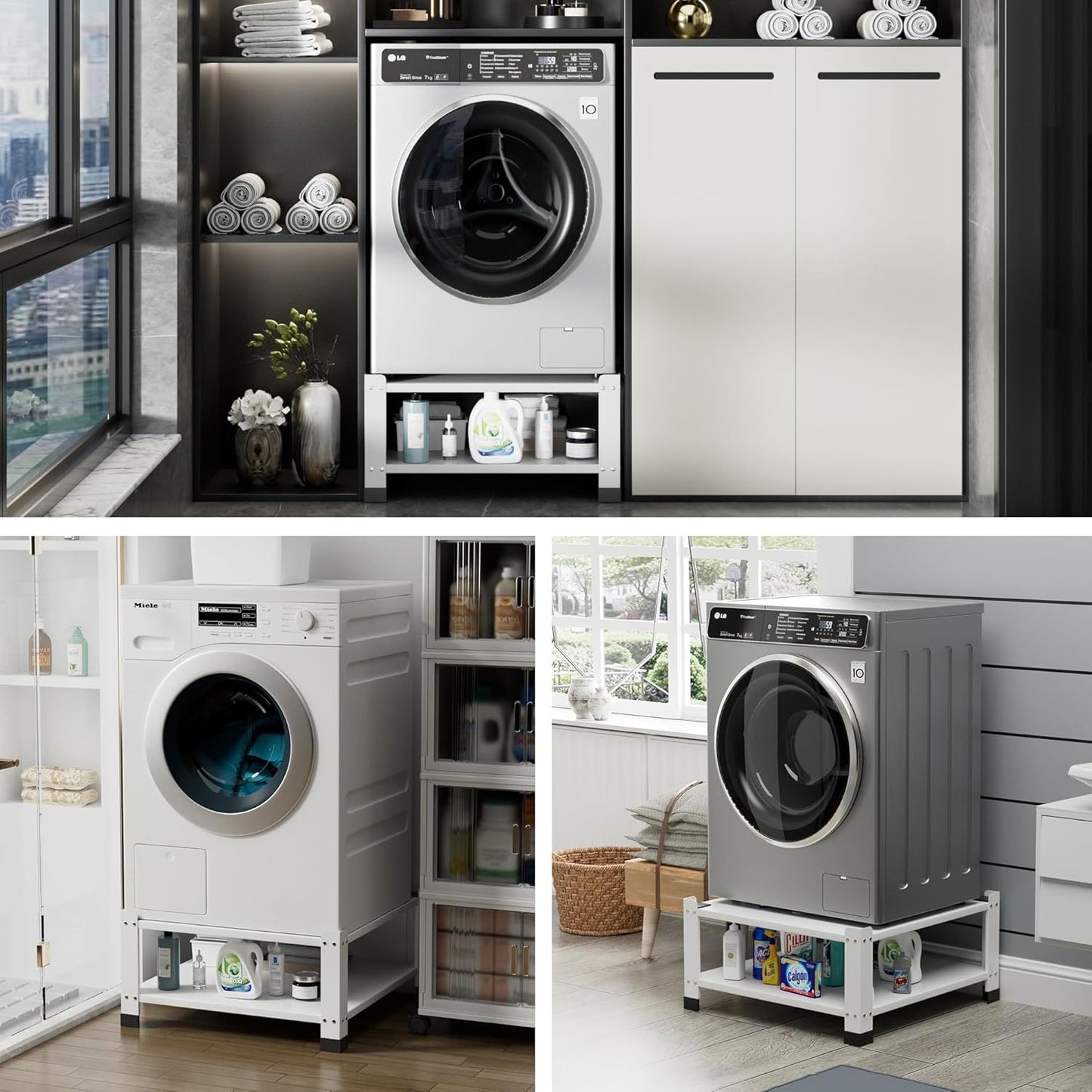 Laundry Pedestal 28.35 In Width, Washer And Dryer Pedestals With Storage Shelf, 700lbs Weight Capacity Washing Machine Stands For Most Washers And Dryers, Assembly Required