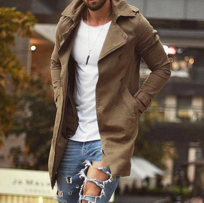 Spring Men Jacket Mid-length Slim Large Size Windbreaker Men Casual Jacket