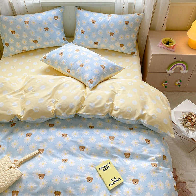 Printed Cartoon Girl Quilt Cover Cotton Four-piece Bed Sheet