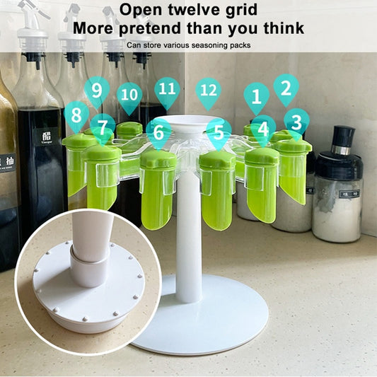 Seasoning storage system with multiple compartments on a kitchen counter.