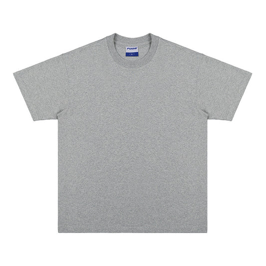 Gray t-shirt with a brand logo on a white background