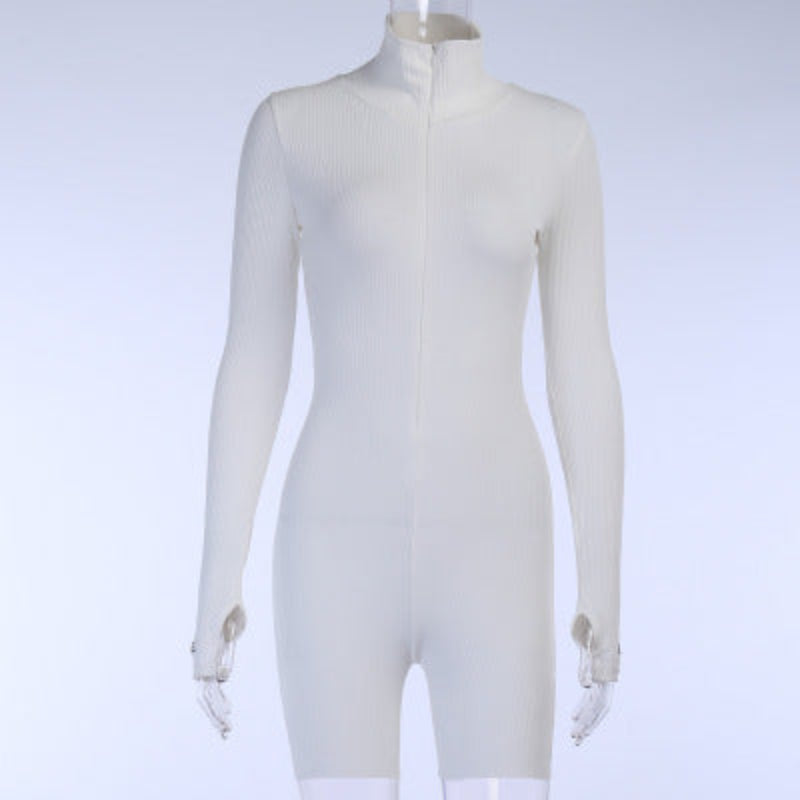 White bodysuit on a mannequin against a light gray background