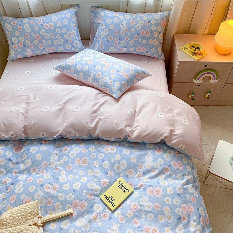 Printed Cartoon Girl Quilt Cover Cotton Four-piece Bed Sheet