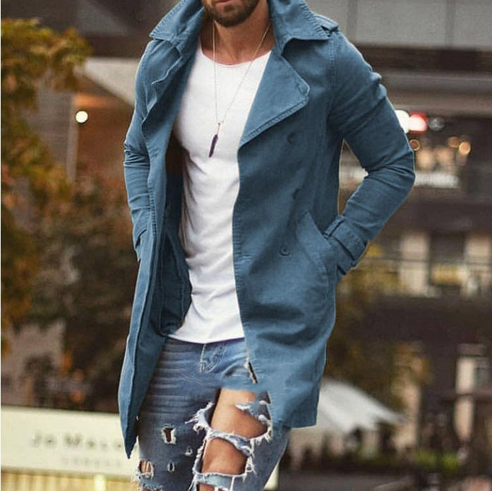 Spring Men Jacket Mid-length Slim Large Size Windbreaker Men Casual Jacket