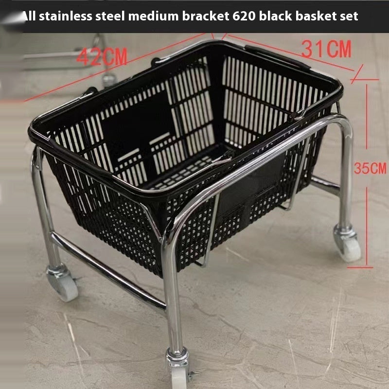 Zhonggu Rattan Trolley Storage Basket Metal Snack Rack