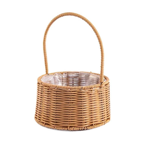 Zhonggu Rattan Trolley Storage Basket Metal Snack Rack