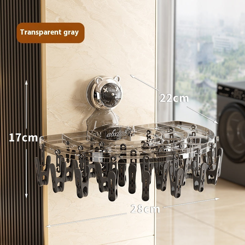 Sucker Socks Drying Rack - Multi-Clip Foldable Clothes Hanger