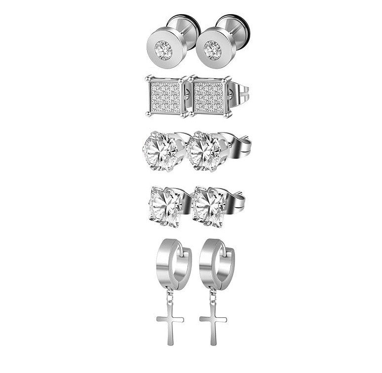 5 Pairs Of High Quality Stainless Steel Anti-allergy Earings Set