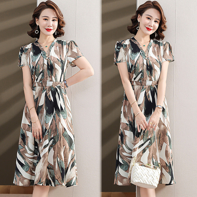 Mom Wear Over The Knee Dress Summer Wear