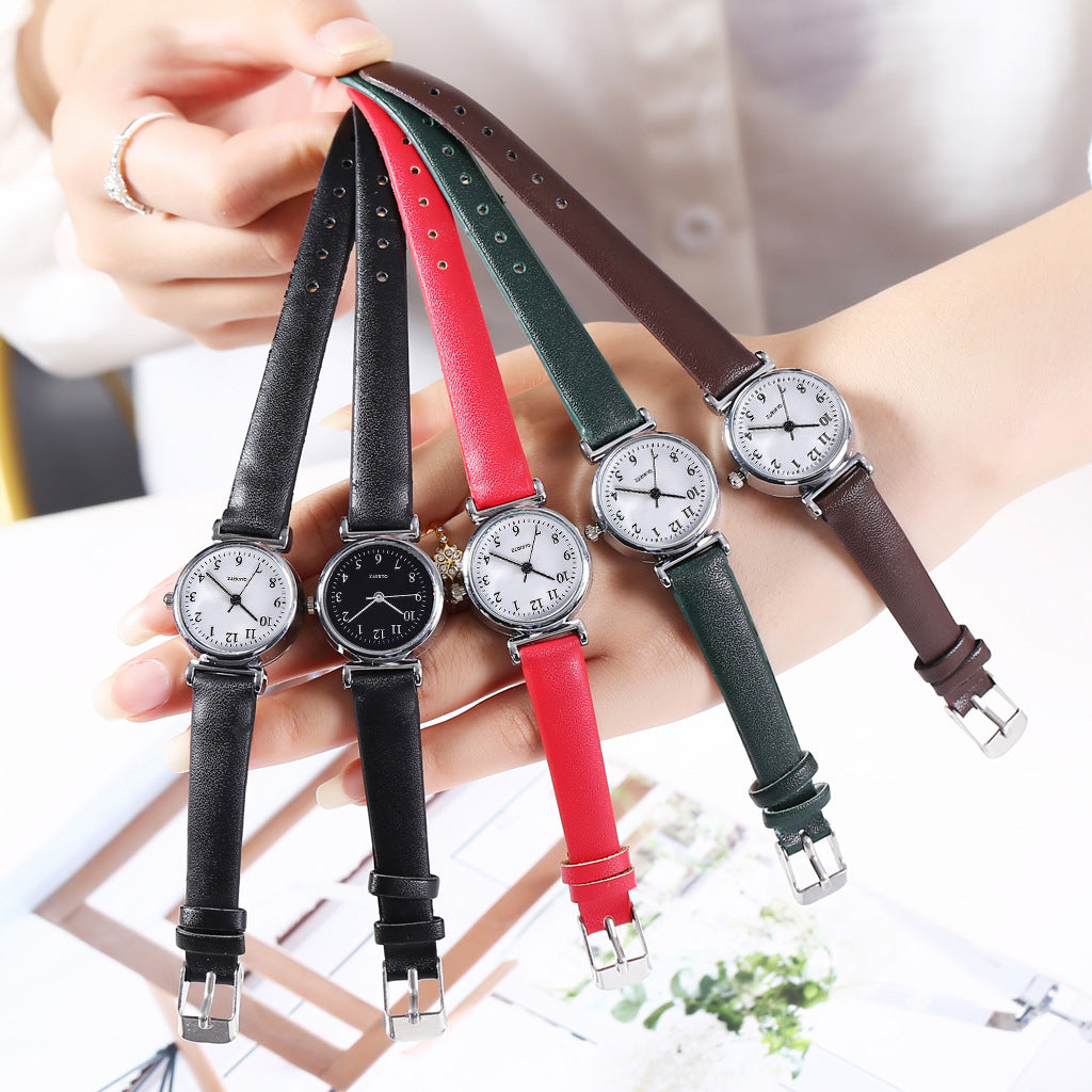 Small Simple Student Quartz Watch with Thin Strap