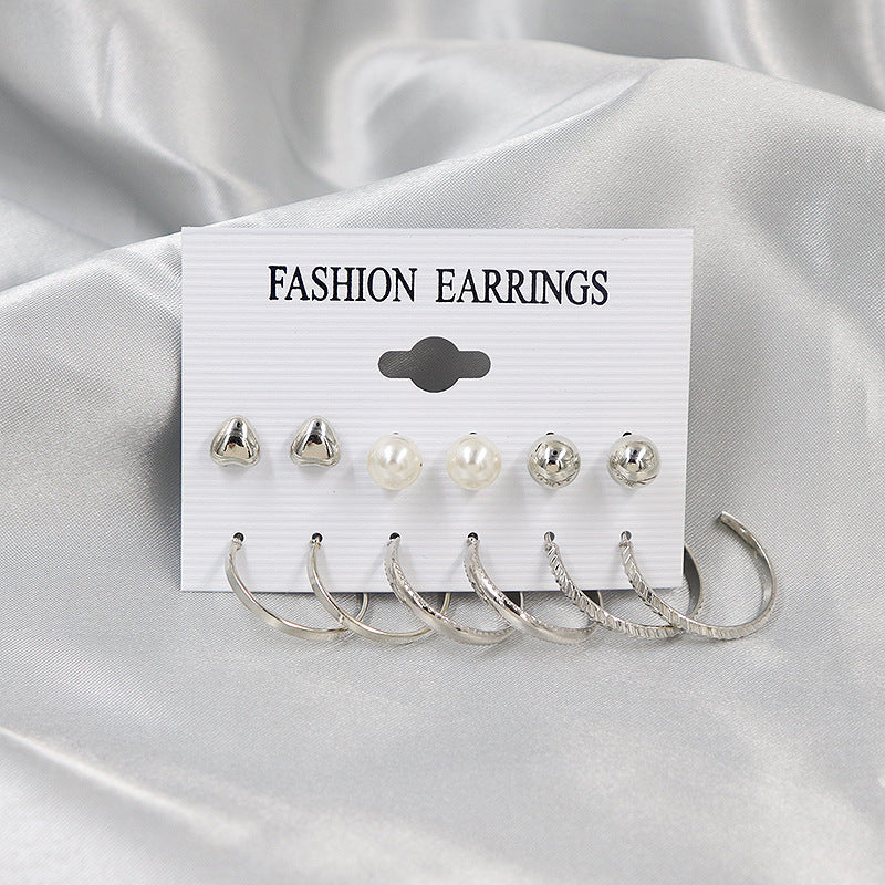 Simple Earrings 6 Pairs With Diamonds Earings Set