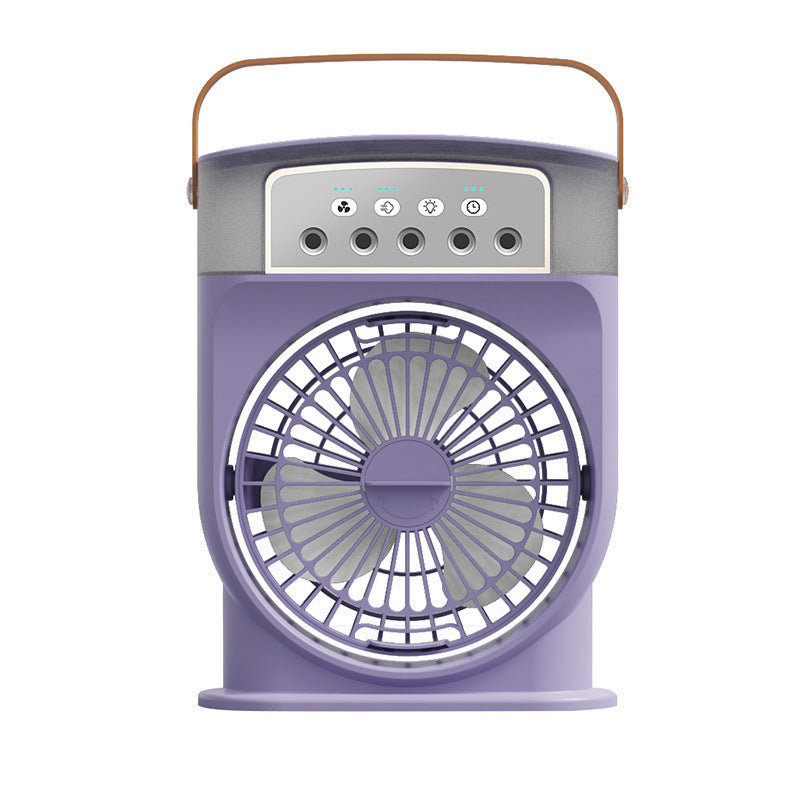 USB Air Cooler Fan with 5 Spray Modes, 7-Color LED, and 600ML Tank