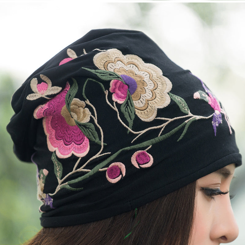 Women’s Ethnic Embroidered Knitted Baotou Cap