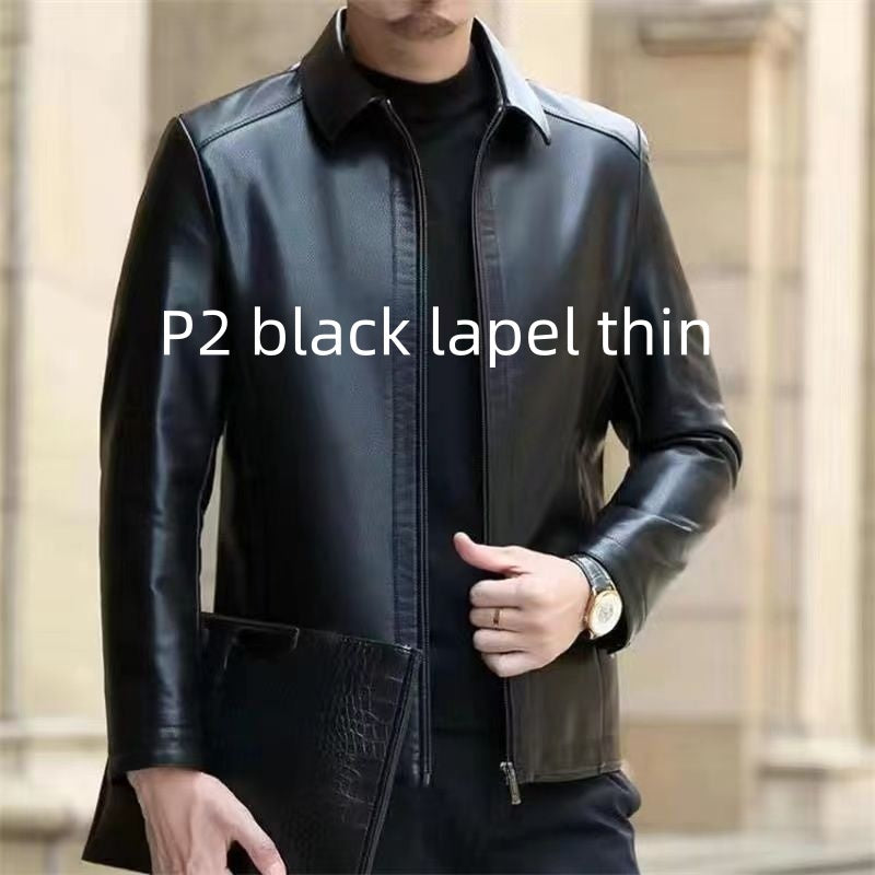 Leather Jacket for Middle-Aged Men - Fleece-Lined Casual Wear