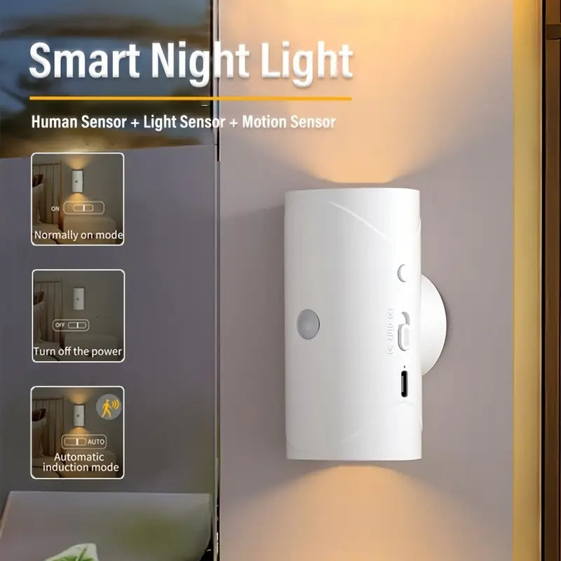 RGB Gradient LED Night Light With Motion Sensor Wall Lamp Rechargeable Ambient Light Dimmable Indoor Lights Magnetic Step Lamp