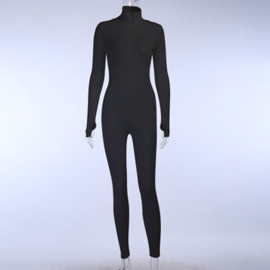 Black bodysuit on a mannequin against a white background
