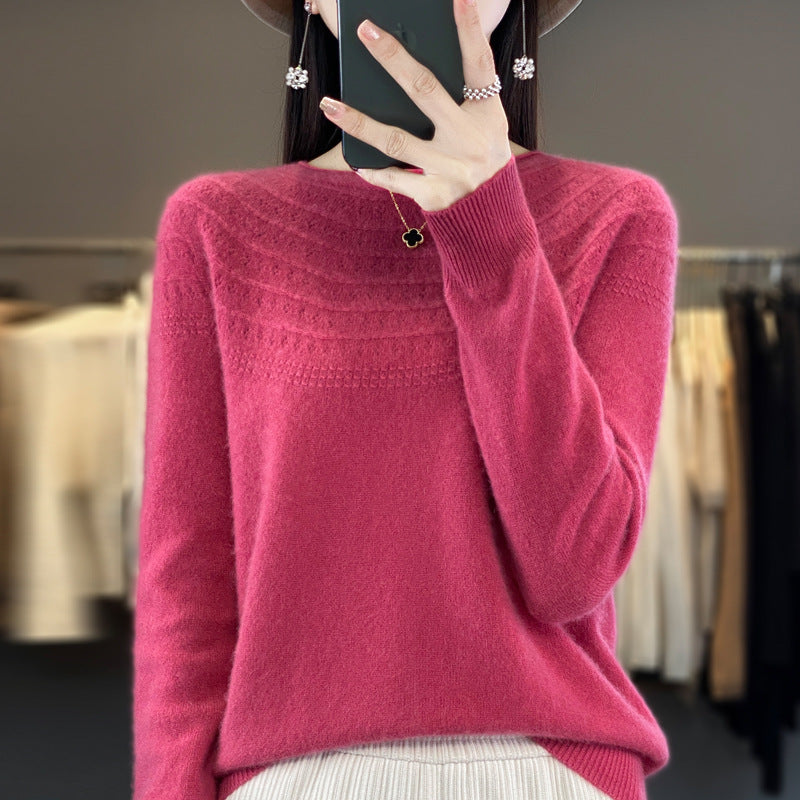 Seamless Front Line Ready-made Garments Curling Collar Hollow Sweater