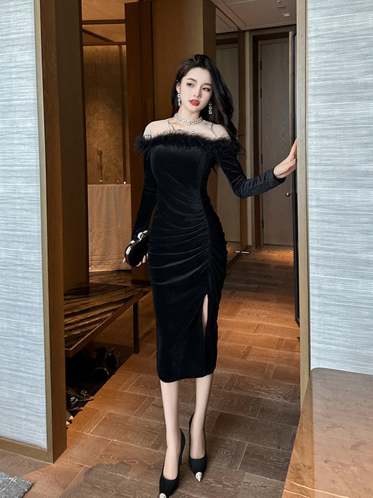 Women's Burr Velvet Formal Dress