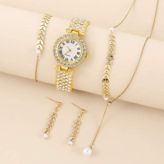 Diamond Women’s Luxury Rhinestone Quartz Watch Set