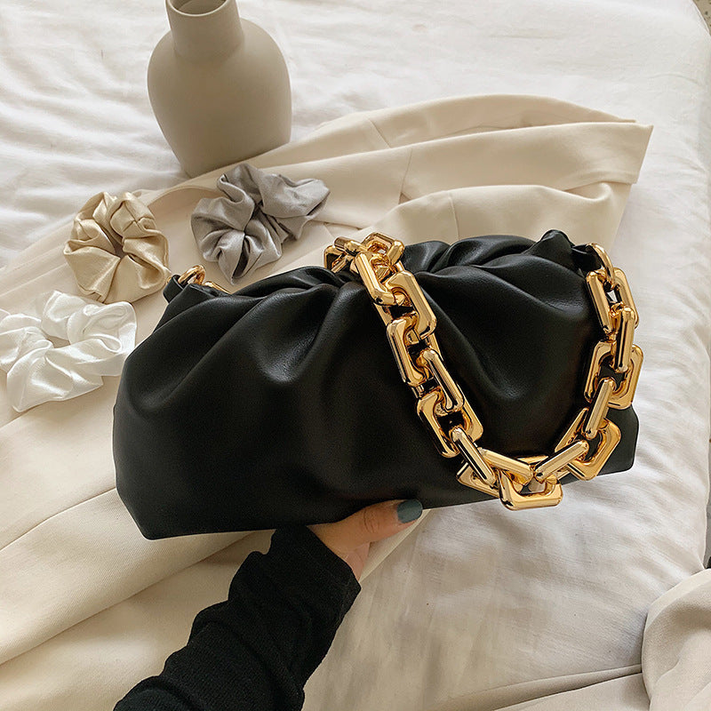 Soft Leather Net Red Crossbody Fold Cloud Bag
