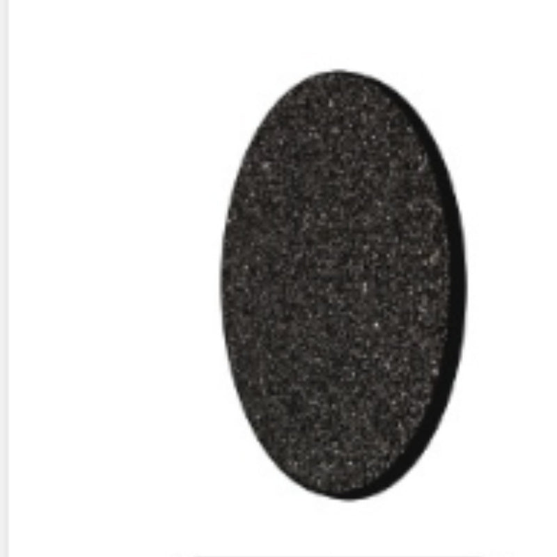 Black oval object on a white background