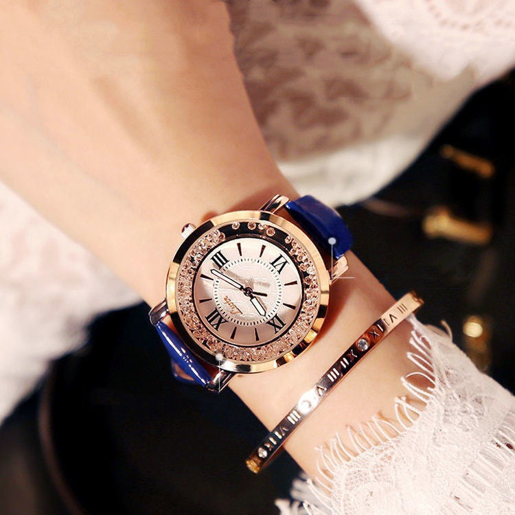 Rhinestone Dial Women's Retro Belt Quartz Watch
