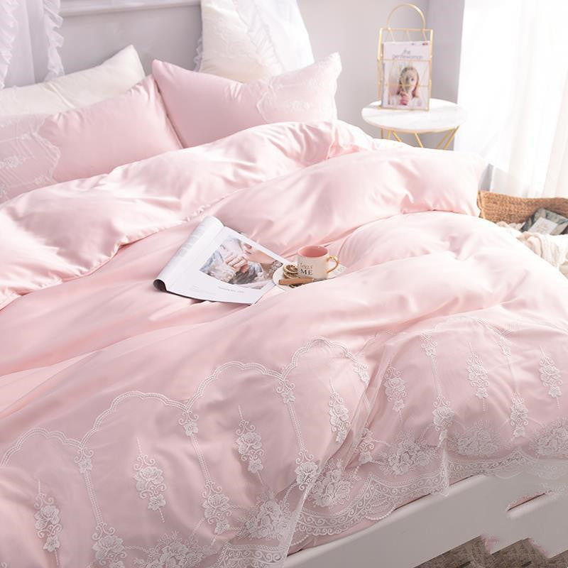 Ice Silk Bed Sheet Quilt Cover Advanced Simple Four-Piece Set