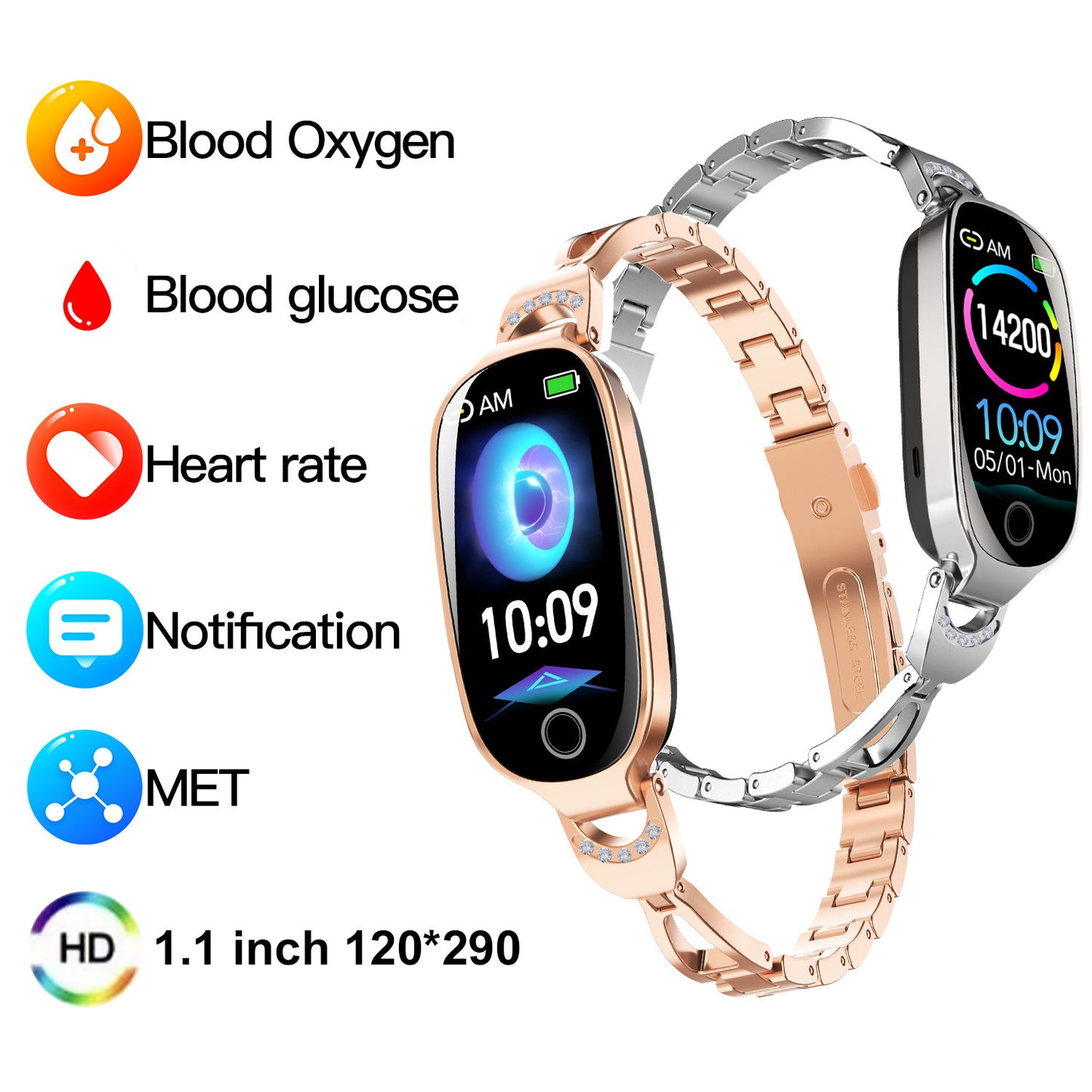 Women's Smart Watch with Glucose & Menstrual Tracker