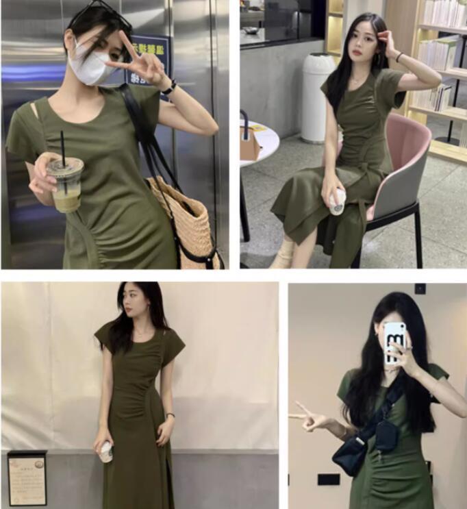 Female Summer French Green Dress