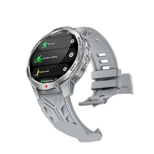 Smartwatch with digital display against a snowy mountain background with the word 'SPORTS' above.