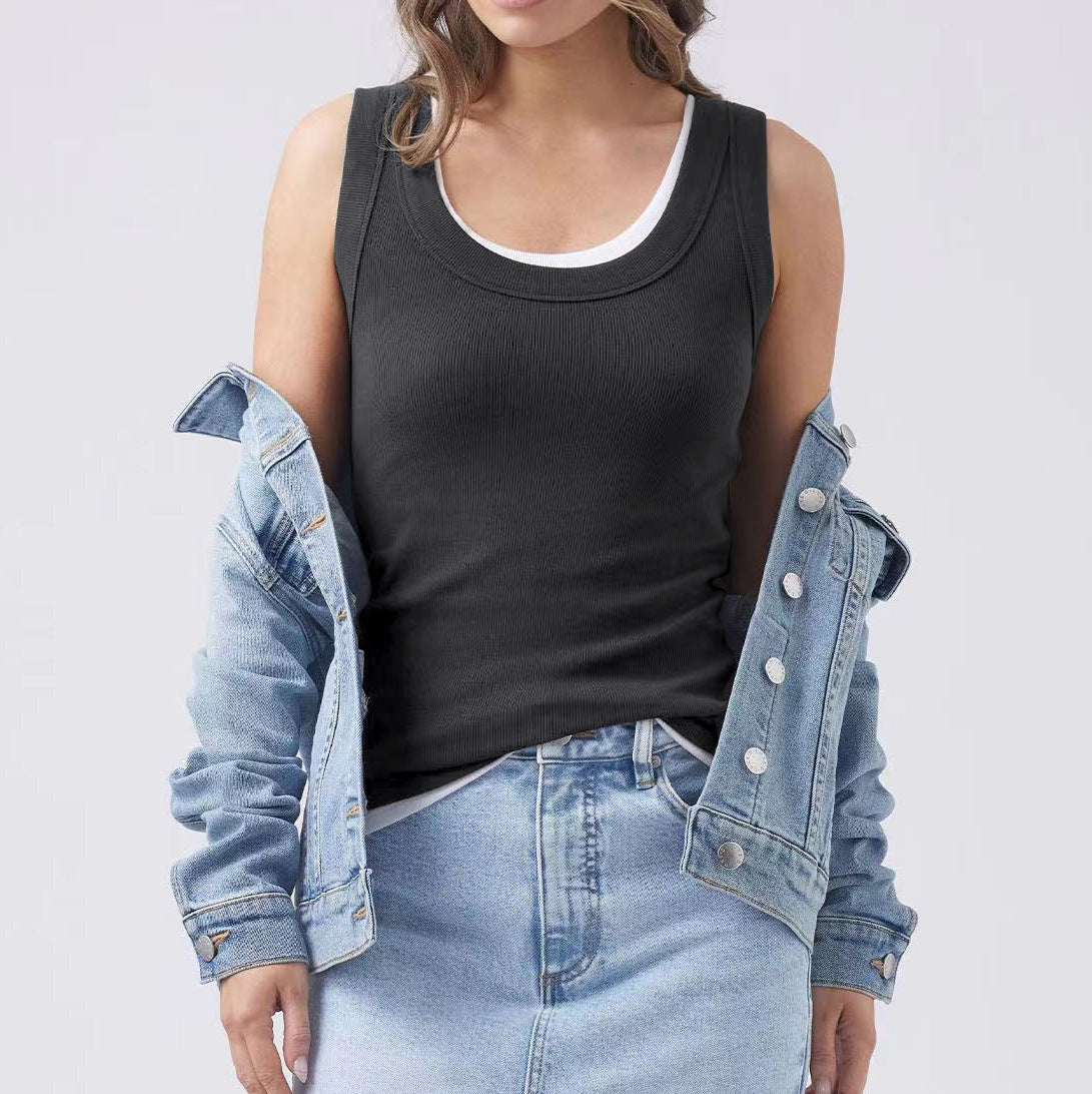 Women's Summer Wear Solid Color Sleeveless Top