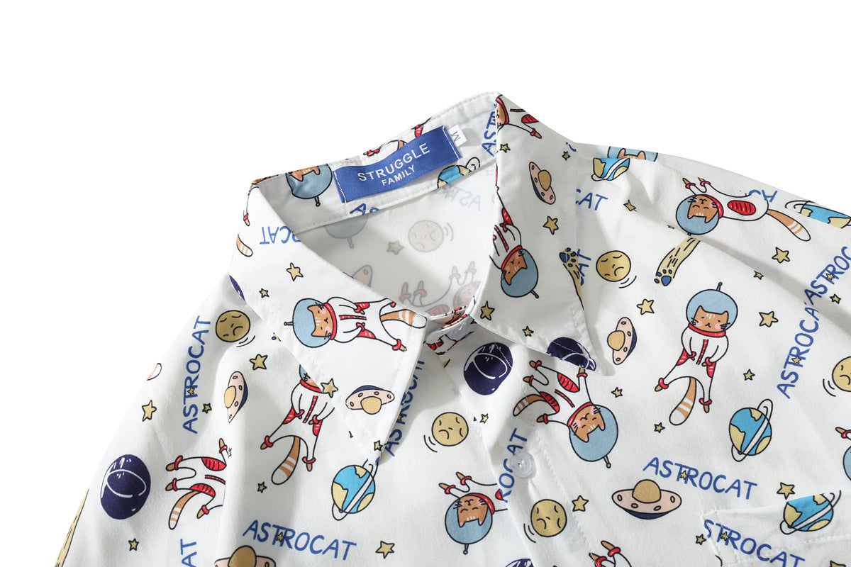 Funny Cartoon Full Printed Short Sleeve Shirts For Men And Women