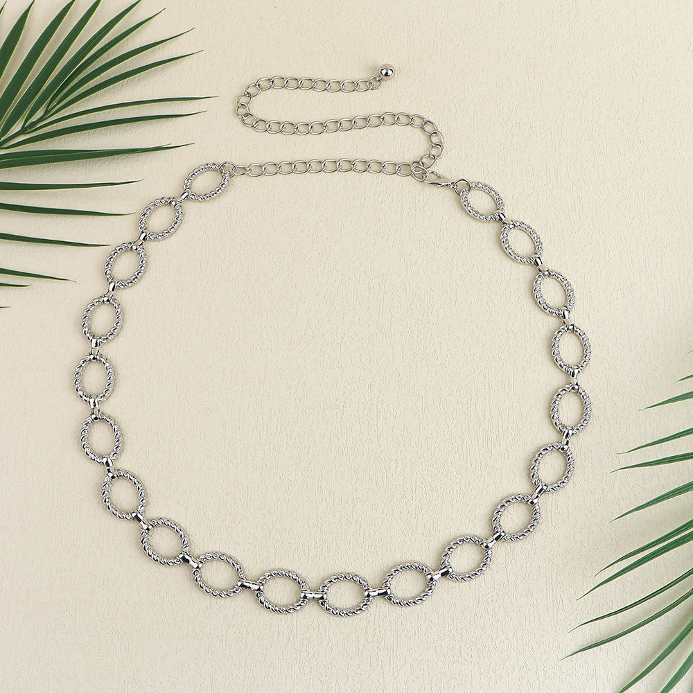 Waist Chain - Women Senior Sense Circle Wavy Metal Chain
