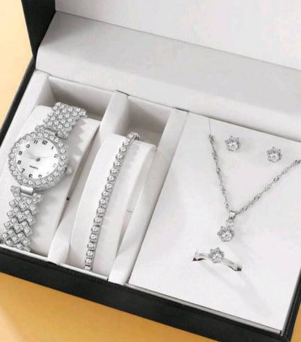 Diamond Women’s Luxury Rhinestone Quartz Watch Set