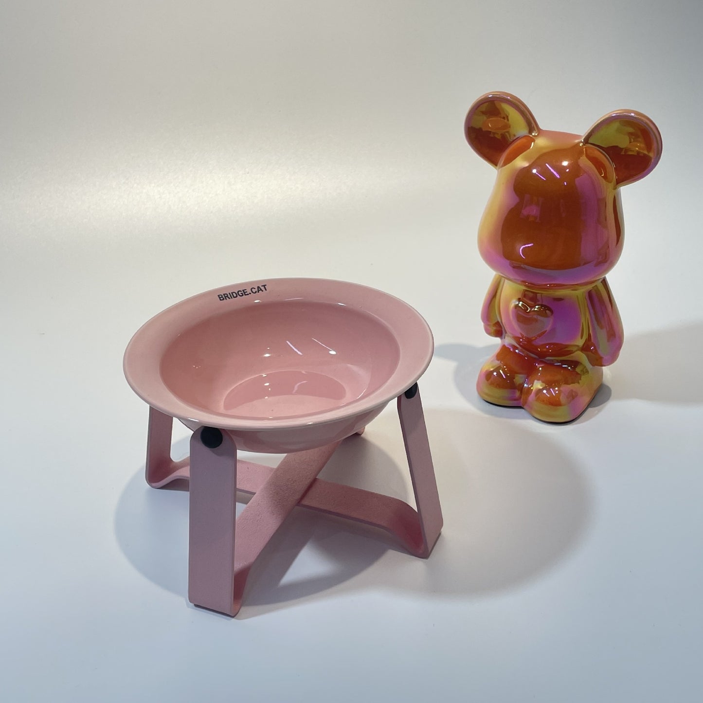 Ceramic Cat Bowl Cat Iron Frame High Leg Tableware Combination Fairy Dining Rack Cat Food Holder