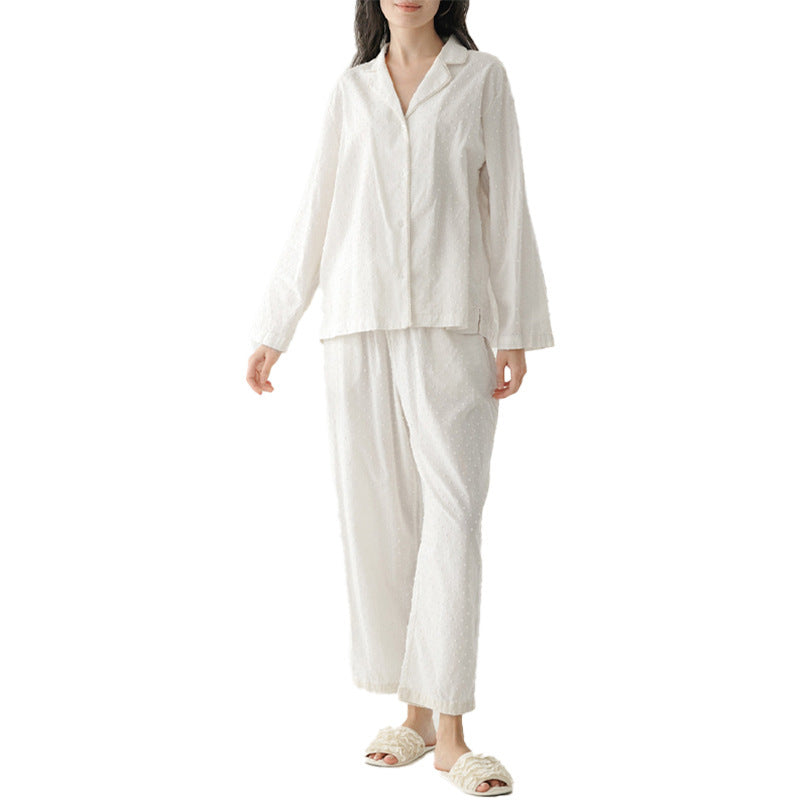 Home Wear Girls' Jacquard Polo Collar Top Pants Suit