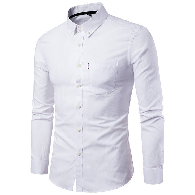 Men's Korean Slim Fit Long Sleeve Dress Shirt - Stylish & Versatile