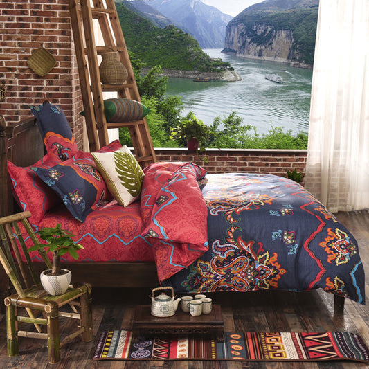 Ethnic Style Bedding Set-Printing Kit with Three Quilt Covers