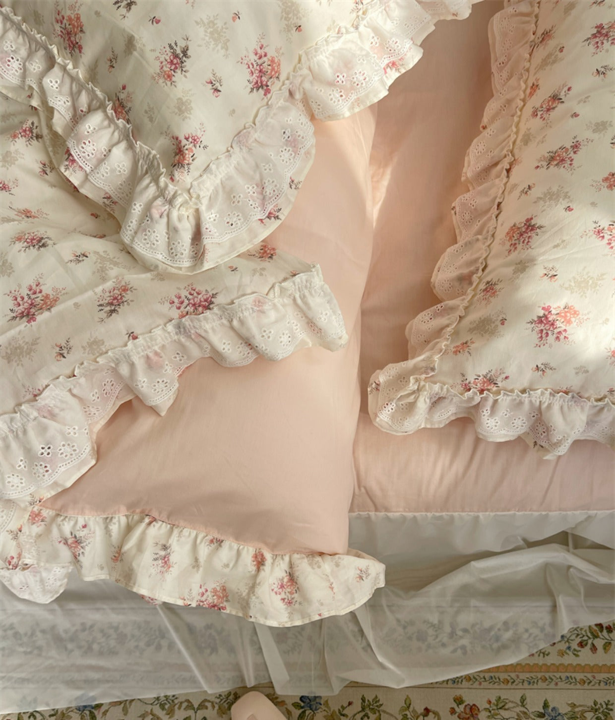 Fragmented Flower All Cotton Four Piece Lace Pure Bed Sheet Quilt Cover Bed Skirt Bedclothes