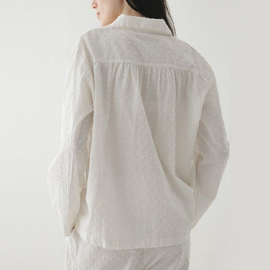 Home Wear Girls' Jacquard Polo Collar Top Pants Suit