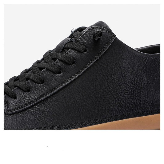Men's Casual Leather Shoes - Soft Soled Black Leather Footwear