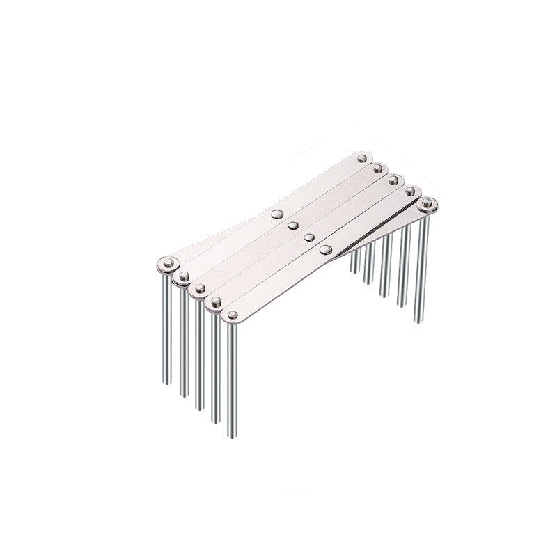 Measurement chart of a metal comb with dimensions labeled on a white background