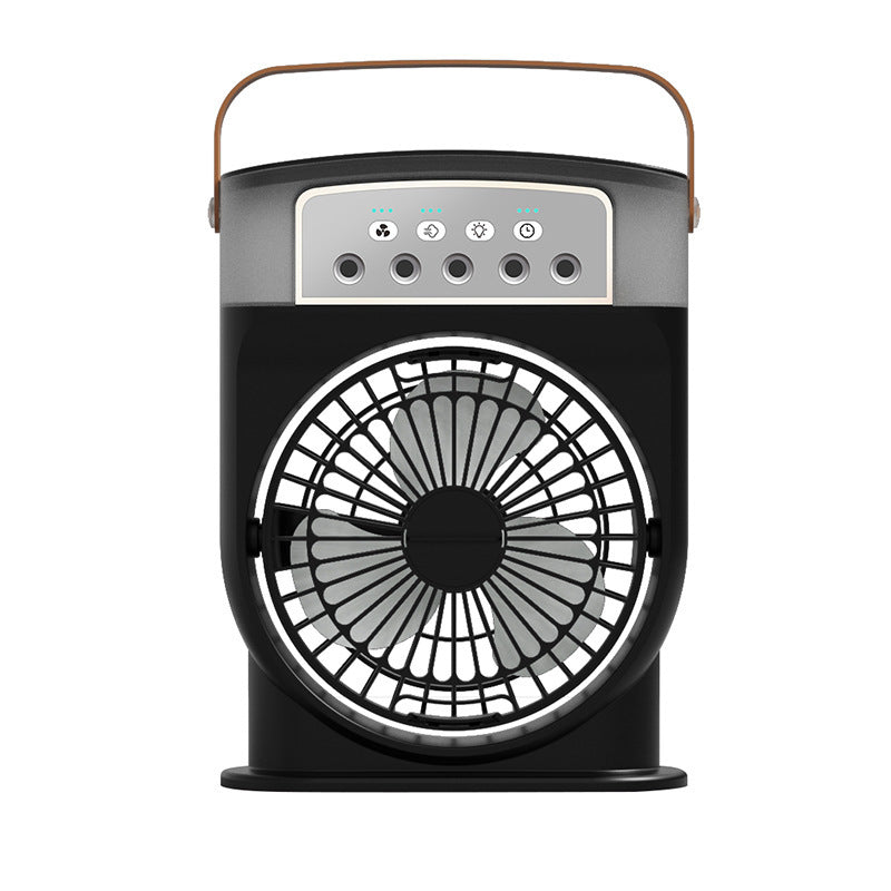USB Air Cooler Fan with 5 Spray Modes, 7-Color LED, and 600ML Tank