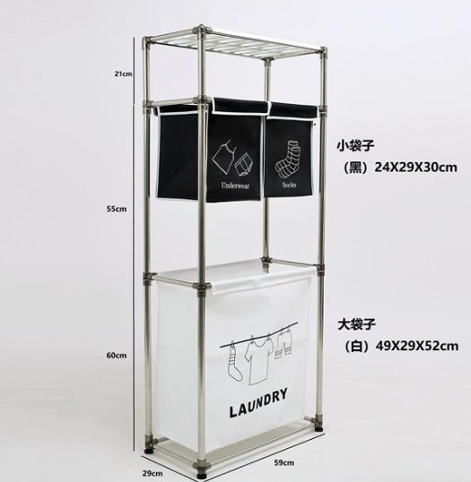 Laundry Basket 3-tier Laundry Sorter With 4 Removable Bags For Organizing Clothes, Laundry, Light Laundry, Dark Laundry, 3 Hooks