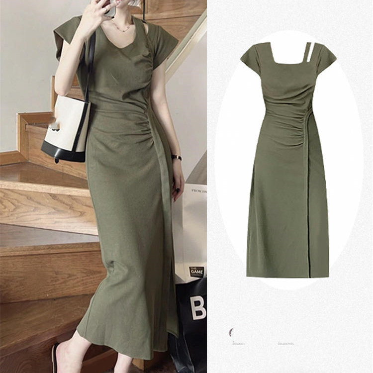 Female Summer French Green Dress